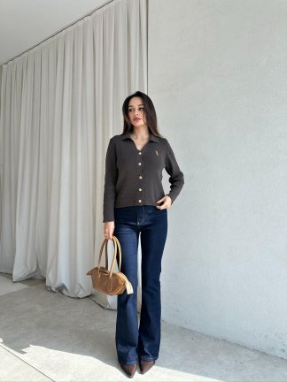  AMORE Triko Hırka 8801 - Füme - 4