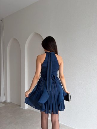 AMOURE Mini Elbise 3549 - Lacivert - 3