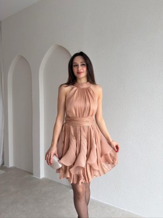 AMOURE Mini Elbise 3549 - Vizon 