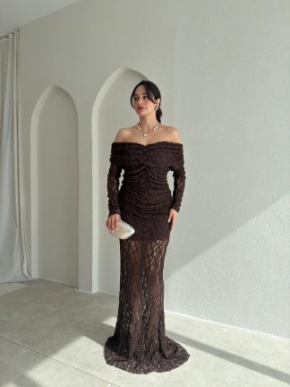 ANDERSON Maxi Elbise 8877 - Acı Kahve 