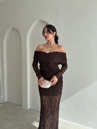 ANDERSON Maxi Elbise 8877 - Acı Kahve - 2