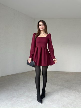 ANDROLA Mini Elbise 7060 - Bordo - 3