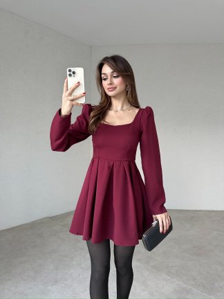 ANDROLA Mini Elbise 7060 - Bordo - 1