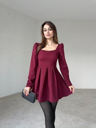 ANDROLA Mini Elbise 7060 - Bordo - 2