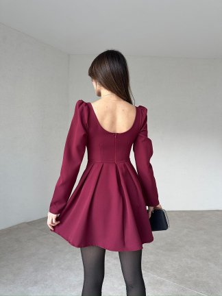 ANDROLA Mini Elbise 7060 - Bordo - 4
