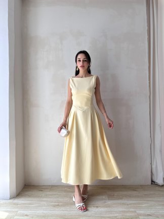 ANGEL Midi Elbise 8963 - Sarı - 2