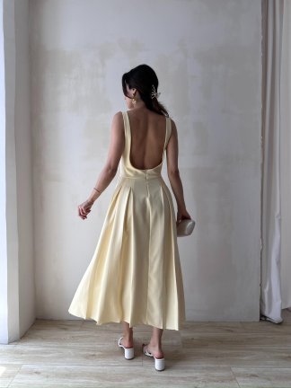 ANGEL Midi Elbise 8963 - Sarı - 3