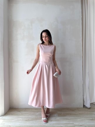 ANGEL Midi Elbise 8963 - Pudra - 3