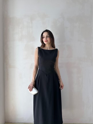 ANGEL Midi Elbise 8963 - Siyah 