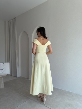 ANGELİNA Midi Elbise 7559 - Sarı - 3