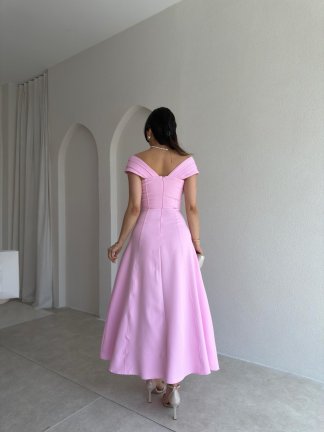 ANGELİNA Midi Elbise 7559 - Pembe - 3
