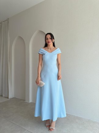 ANGELİNA Midi Elbise 7559 - Bebe Mavisi - 1