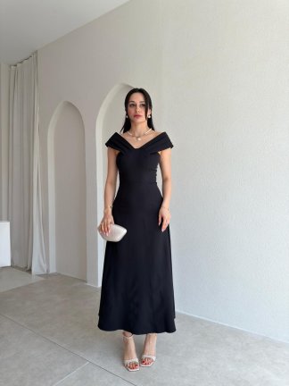 ANGELİNA Midi Elbise 7559 - Siyah 