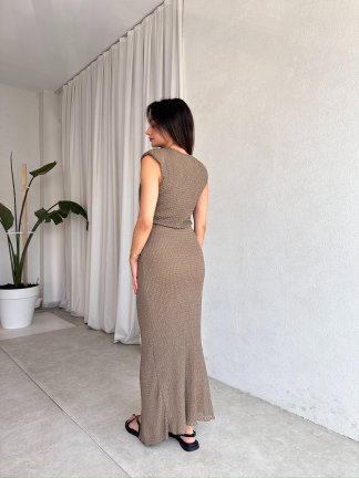 ANİSTON Maxi Elbise 7386 - Kahverengi - 3