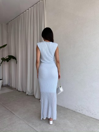 ANİSTON Maxi Elbise 7386 - Mavi - 3