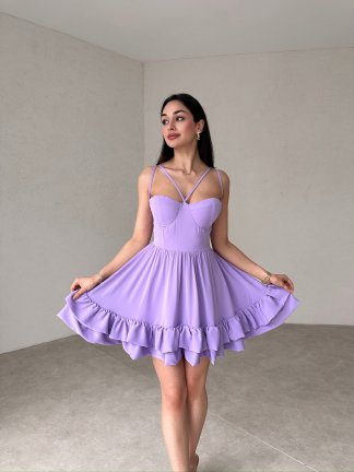 Antonella Mini Elbise 0384 - Lila - 1