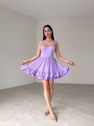 Antonella Mini Elbise 0384 - Lila - 2