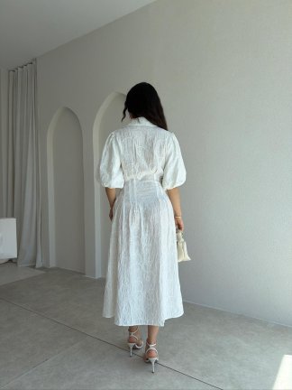 ANTONİO Midi Elbise 9520 - Beyaz - 3