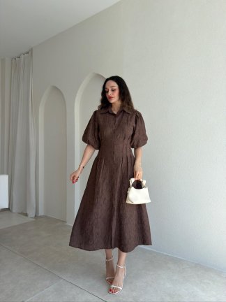 ANTONİO Midi Elbise 9520 - Acı Kahve 