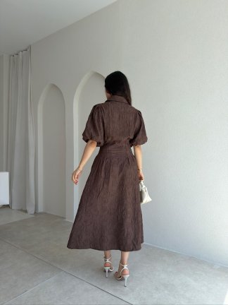 ANTONİO Midi Elbise 9520 - Acı Kahve - 3