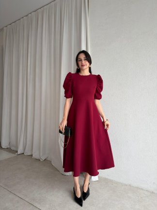 APOLLO Midi Elbise 8682 - Bordo - 1