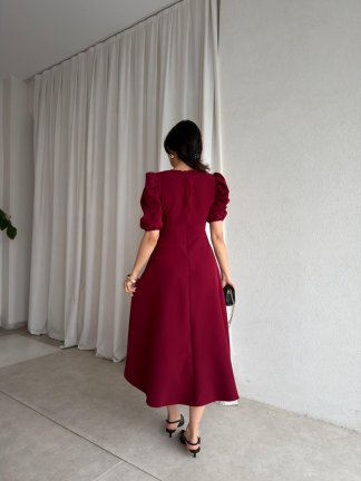 APOLLO Midi Elbise 8682 - Bordo - 3