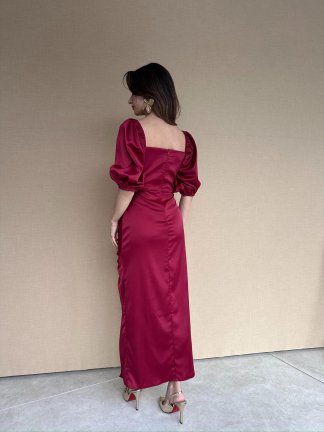 APRES Maxi Elbise 7925 - Bordo - 3