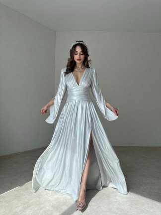 ARİA Maxi Elbise 8548 - Silver - 4