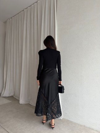 ARLEA Dantel Detaylı Etek 8122 - Siyah - 3