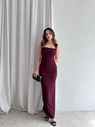 AROW Maxi Elbise 2784 - Bordo - 2