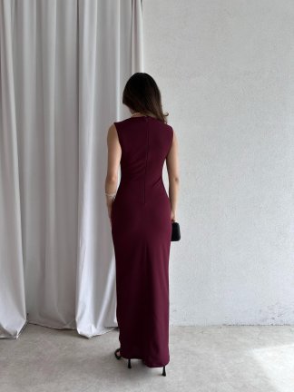 AROW Maxi Elbise 2784 - Bordo - 3