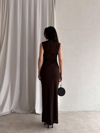 AROW Maxi Elbise 2784 - Acı Kahve - 4