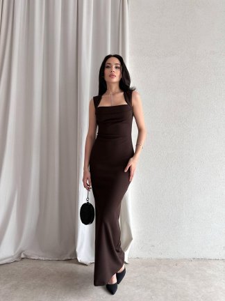 AROW Maxi Elbise 2784 - Acı Kahve - 2