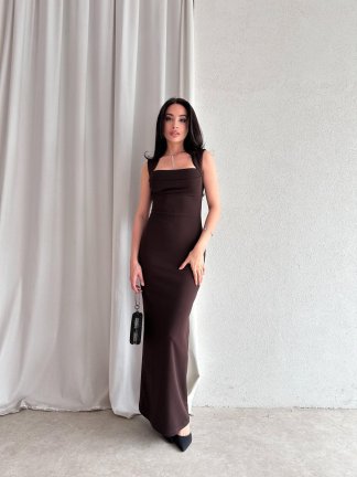 AROW Maxi Elbise 2784 - Acı Kahve - 3