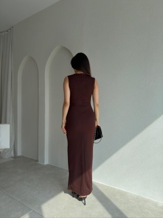 AROW Maxi Elbise 2784 - Acı Kahve - 3