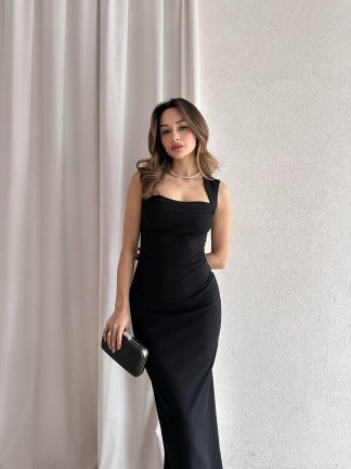 AROW Maxi Elbise 2784 - Siyah 