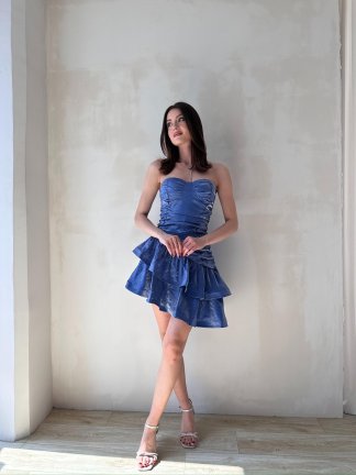 BİLLY Mini Elbise 2302 - Mavi - 2