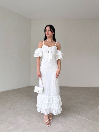 Askılı Düşük Omuzlu Fisto Caracas Elbise - 2