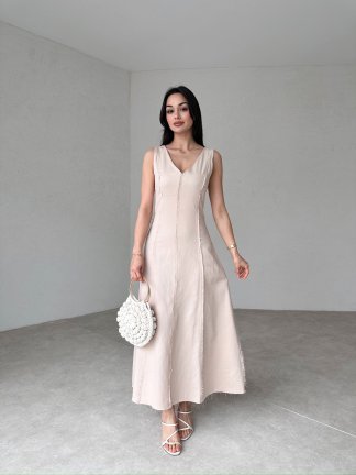 ASTRİD Maxi Elbise 7261 - Krem - 2