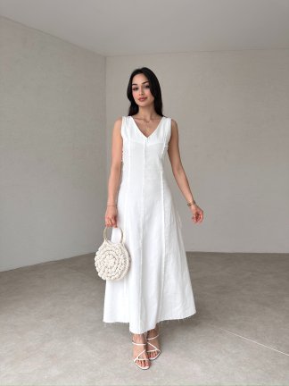 ASTRİD Maxi Elbise 7261 - Beyaz - 2