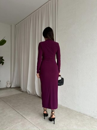 AURA Elbise 8416 - Mürdüm - 5