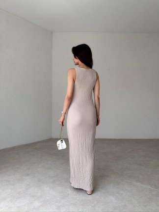 AWİELLO Maxi Elbise 0846 - Krem - 3