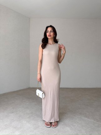 AWİELLO Maxi Elbise 0846 - Krem - 2