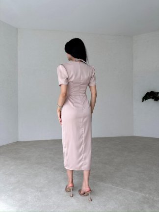 Bağlama Detaylı POEMO Elbise 2103 - Krem - 3