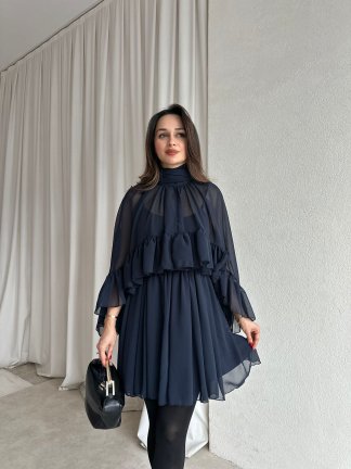 BAHAMA Elbise 8738 - Lacivert - 2