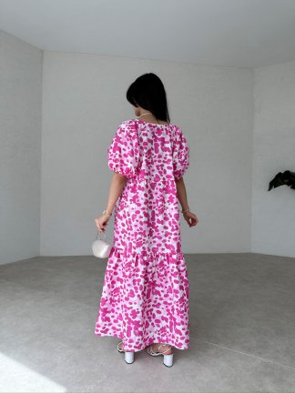 Balon Kol Maxi REGAL Elbise 2977 - Pembe - 3