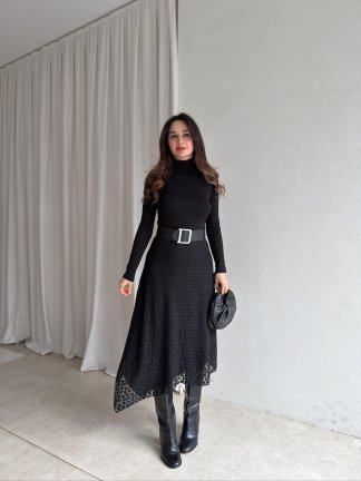 BAMBİ Dantelli Etek 8847 - Siyah - 2