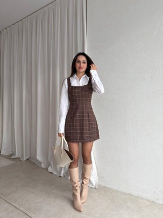 BANDİT Mini Gömlek Elbise 1784 - Acı Kahve - 2