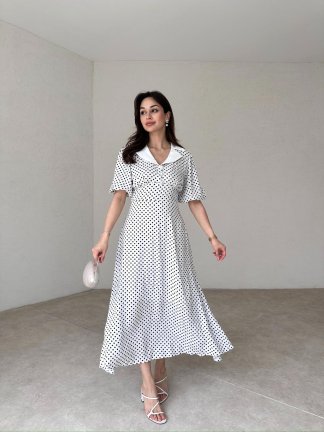 BARLOW Midi Elbise 8147 - Beyaz - 2