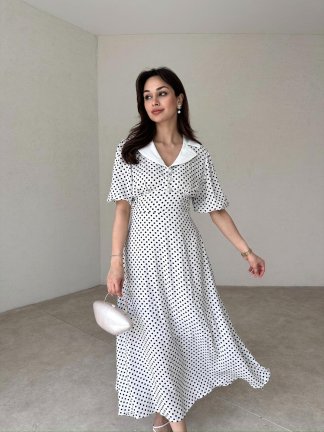 BARLOW Midi Elbise 8147 - Beyaz - 1